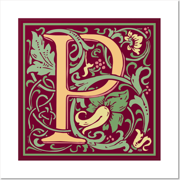 William Morris Vintage Letter P Wall Art by MatchbookGraphics